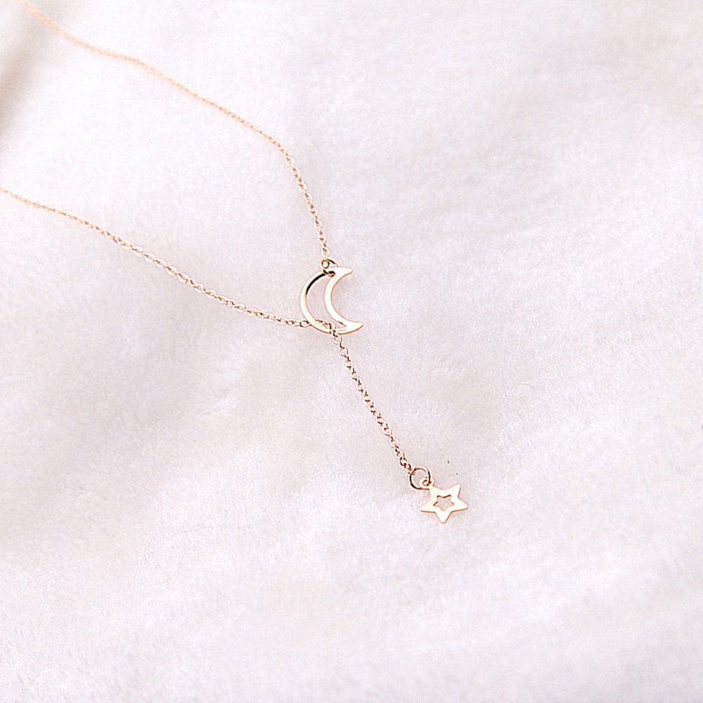 GOLD_  Moon Choker Drop Necklace - Picture 4 of 4